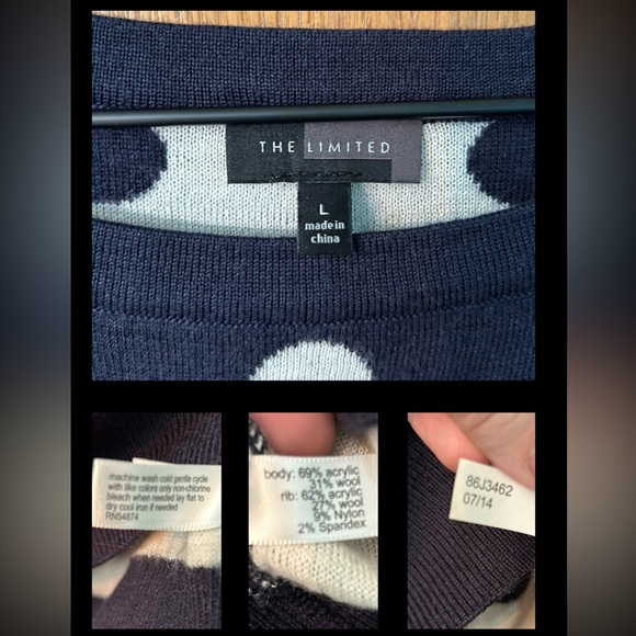 The Limited sweater, navy blue with polka dots, large Limited Sweater reversible - Picture 16 of 16